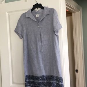 Blue striped dress with detailed hem